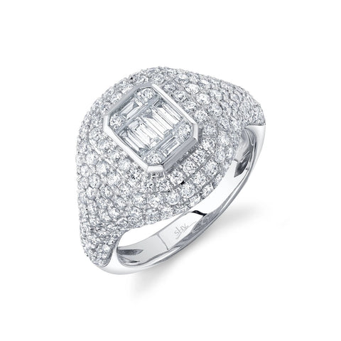 Shy Creation Diamond Baguette Signet Ring 1.85 CT-Shy Creation Diamond Baguette Signet Ring 1.85 CT - SC22009486