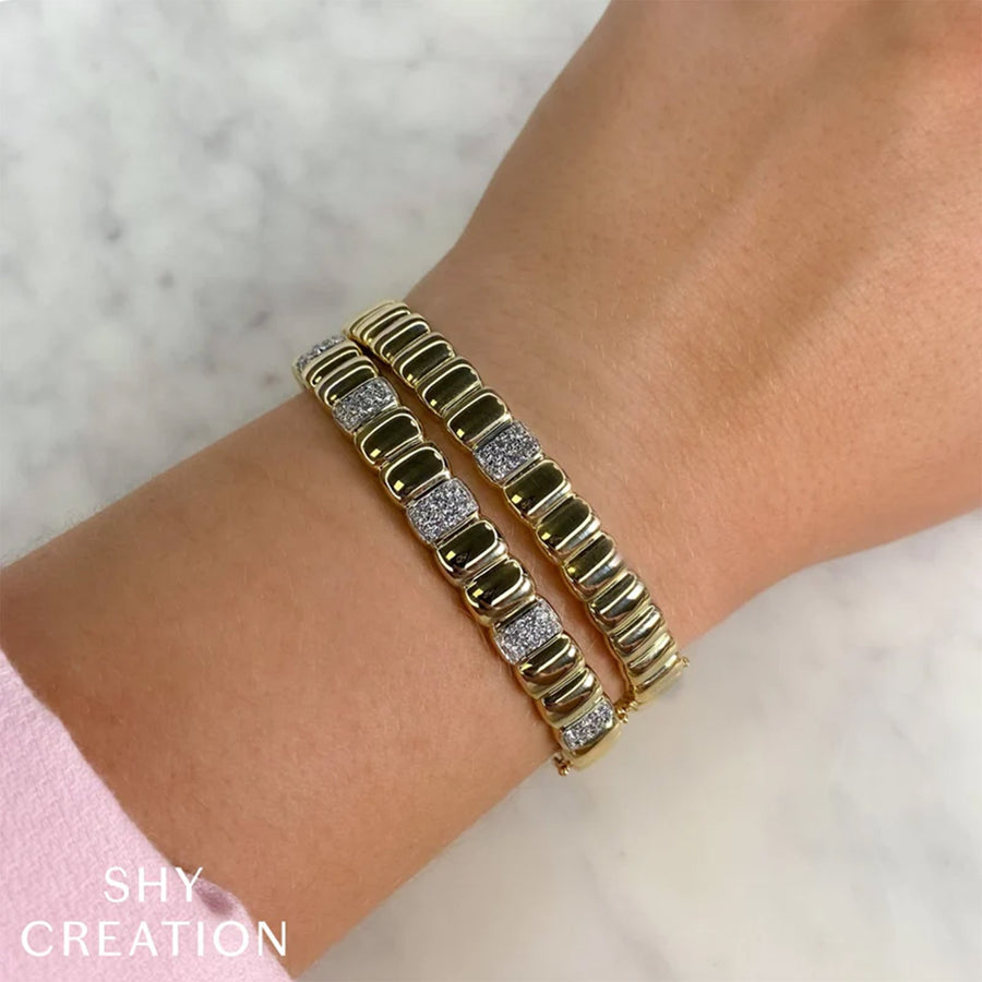 Shy Creation Diamond Bangle - SC22009139RDZS - Shy Creation Diamond Bangle in 14 karat yellow gold with diamonds totaling 0.79 carats.