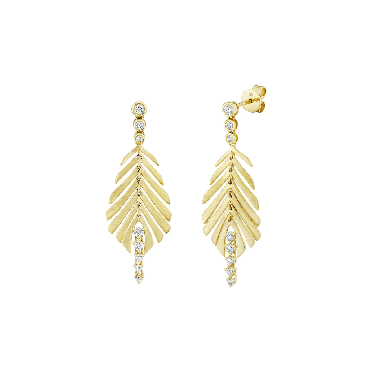 Shy Creation Diamond Bezel Feather Matte Earrings 0.44 CT - SC55029803