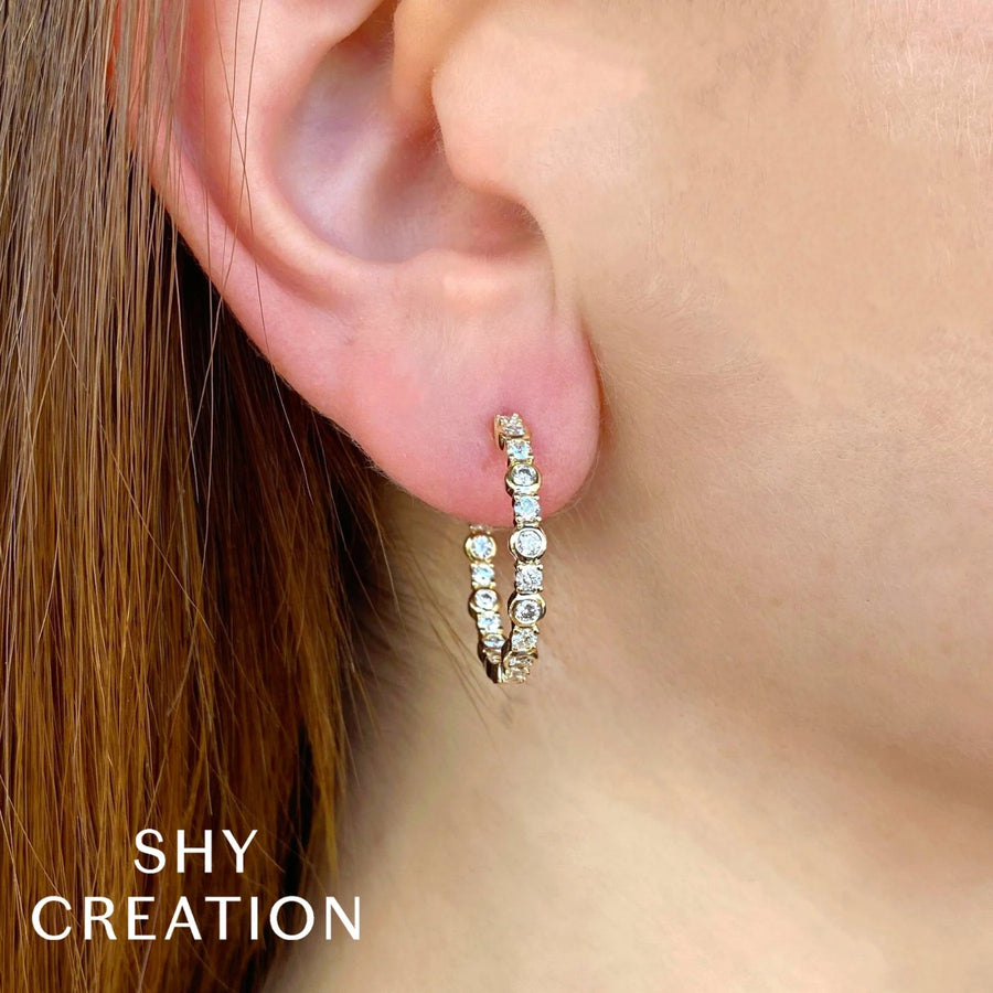 Shy Creation Diamond Bezel Hoop Earrings 1.49 CT - SC55023875D1.00