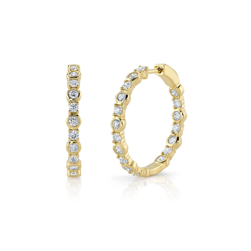 Shy Creation Diamond Bezel Hoop Earrings 1.49 CT-Shy Creation Diamond Bezel Hoop Earrings 1.49 CT - SC55023875D1.00