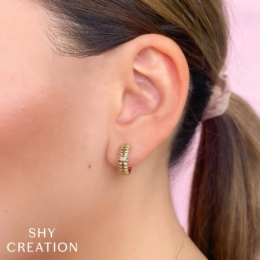 Shy Creation Diamond Bezel Hoop Earrings - SC55026039D0.60