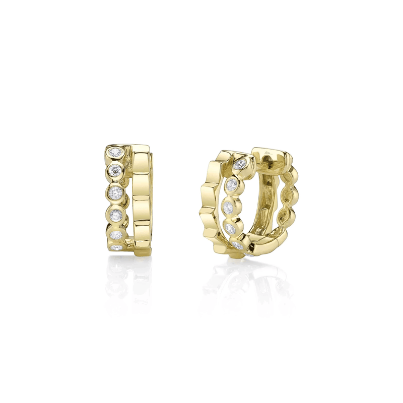 Shy Creation Diamond Bezel Huggie Earrings 0.15 CT-Shy Creation Diamond Bezel Huggie Earrings 0.15 CT - SC55027585