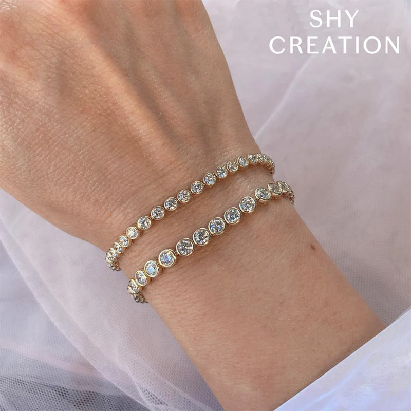 Shy Creation Diamond Bezel Tennis Bracelet 7.00 CT-Shy Creation Diamond Bezel Tennis Bracelet - SC55022981