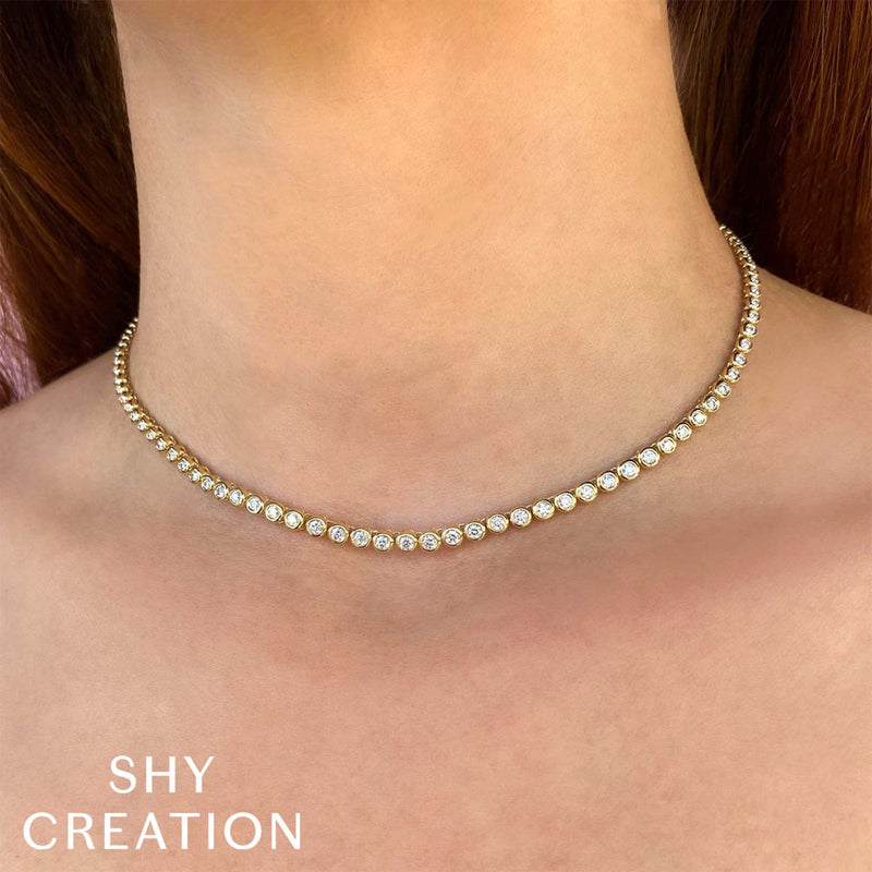 Shy Creation Diamond Bezel Tennis Necklace 2.00 CT-Shy Creation Diamond Bezel Tennis Necklace 2.00 CT - SC55021358V4Z18