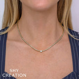 Shy Creation Diamond Bezel Tennis Necklace 2.89 CT-Shy Creation Diamond Bezel Tennis Necklace 2.89 CT