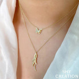 Shy Creation Diamond Butterfly Necklace 0.06 CT-Shy Creation Diamond Butterfly Necklace 0.06 CT - SC55021952