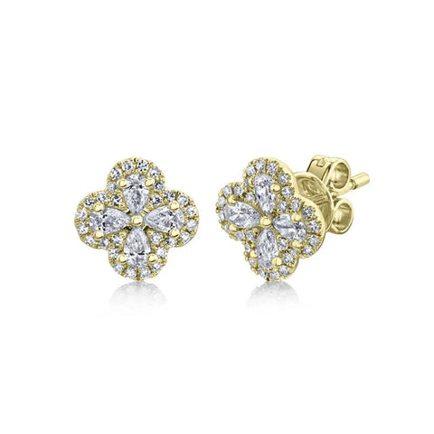 Shy Creation Diamond Clover Stud Earrings 0.60 CT-Shy Creation Diamond Clover Stud Earrings 0.60 CT - SC55019424