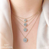 Shy Creation Diamond Cluster Necklace 0.50 CT-Shy Creation Diamond Cluster Necklace 0.50 CT - SC22008043