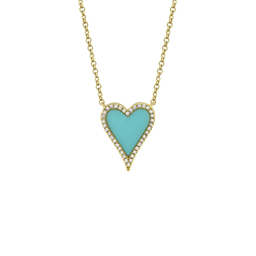 Shy Creation Diamond & Composite Turquoise Heart Necklace 0.09 CT - SC55003629