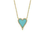 Shy Creation Diamond 0.09 CT & Composite Turquoise 0.69 CT Heart Necklace-Shy Creation Diamond & Composite Turquoise Heart Necklace 0.09 CT - SC55003629