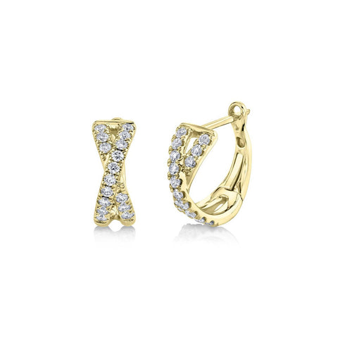 Shy Creation Diamond Criss Cross Huggie Earrings 0.40 CT-Shy Creation Diamond Criss Cross Huggie Earrings 0.40 CT - SC22007275