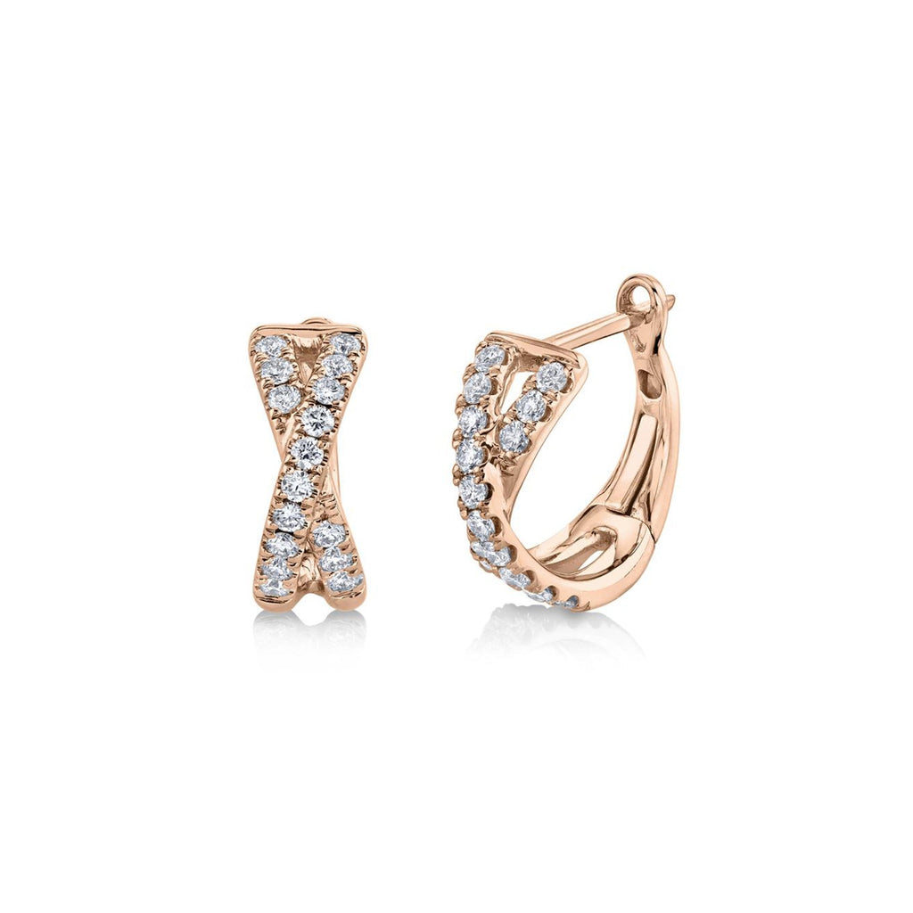 Shy Creation Diamond Criss Cross Huggie Earrings - Main Image