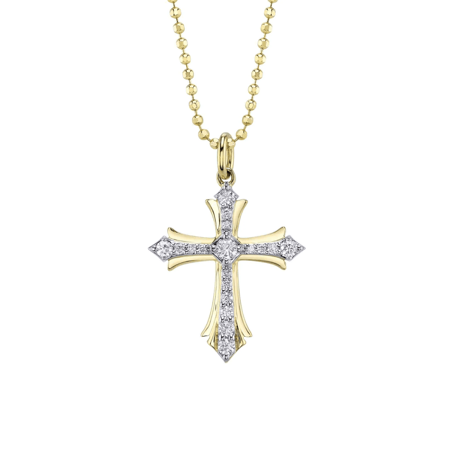 Shy Creation Diamond Cross Faceted Ball Chain Necklace 0.23 CT - SC55027537RD