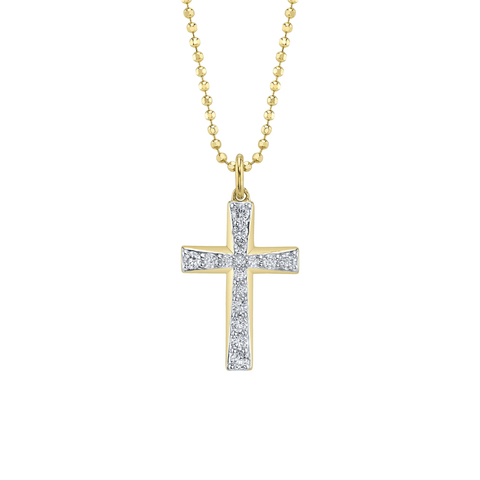 Shy Creation Diamond Cross Faceted Ball Chain Necklace 0.31 CT-Shy Creation Diamond Cross Faceted Ball Chain Necklace 0.31 CT - SC55028402RD