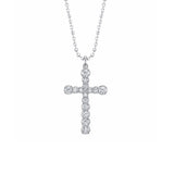 Shy Creation Diamond Cross Faceted Ball Chain Necklace 0.74 CT-Shy Creation Diamond Cross Faceted Ball Chain Necklace 0.74 CT - SC55027259