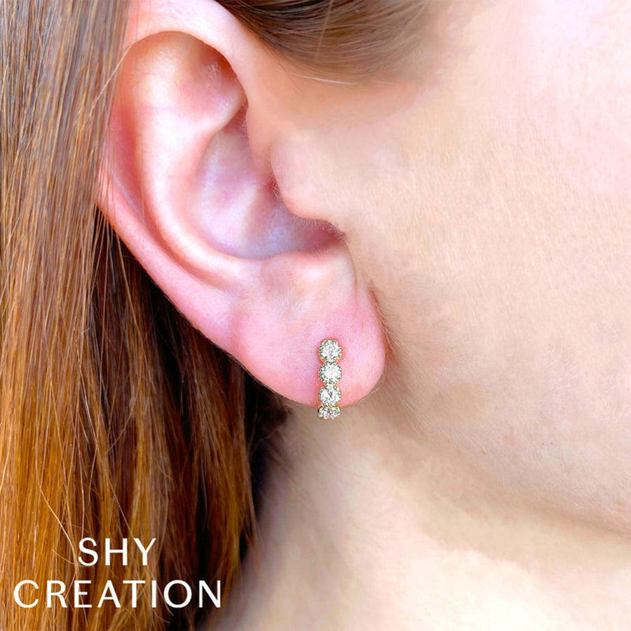 Shy Creation Diamond Crown Setting Huggie Earrings 0.69 CT - SC55023806