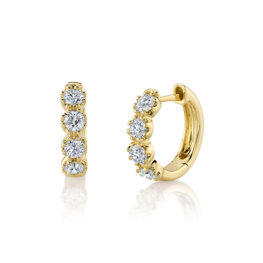 Shy Creation Diamond Crown Setting Huggie Earrings 0.69 CT - SC55023806