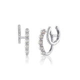 Shy Creation Diamond & Cultured Pearl Double Huggie Earrings 0.07 CT-Shy Creation Diamond & Cultured Pearl Double Huggie Earrings 0.07 CT - SC55026377