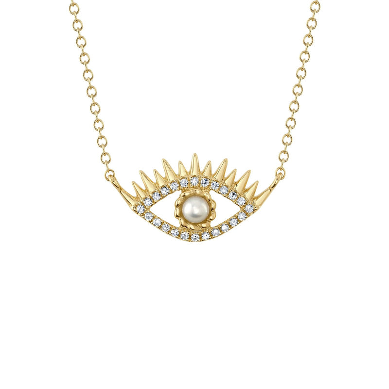 Shy Creation Diamond & Cultured Pearl Eye Necklace 0.07 CT-Shy Creation Diamond & Cultured Pearl Eye Necklace 0.07CT - SC55024524