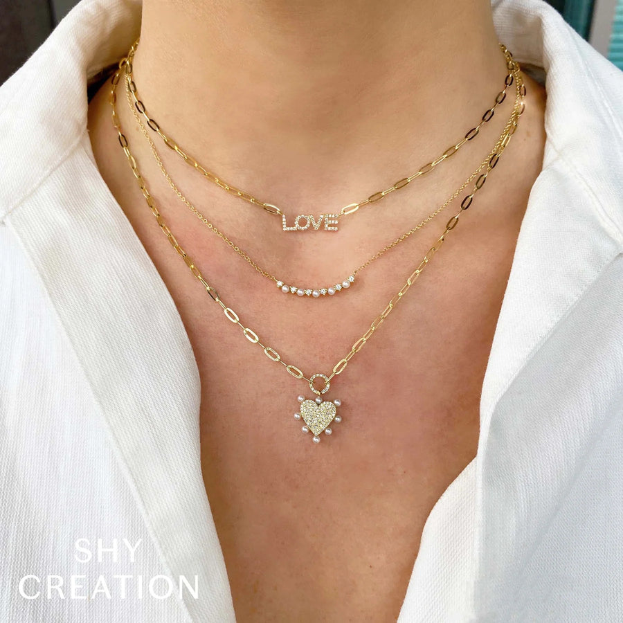 Shy Creation Diamond & Cultured Pearl Necklace 0.12 CT - SC55023346