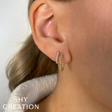 Shy Creation Diamond Double Huggie Earrings 0.18 CT-Shy Creation Diamond Double Huggie Earrings 0.18 CT - SC55025064