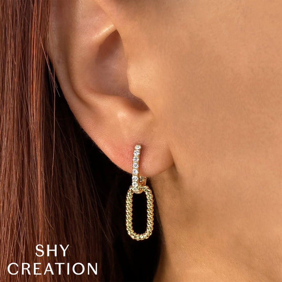 Shy Creation Diamond Earrings in 14 karat yellow gold with diamonds totaling 0.34 carats