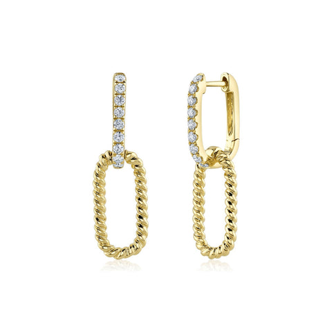 Shy Creation Diamond Earrings-Shy Creation Diamond Earrings in 14 karat yellow gold with diamonds totaling 0.34 carats.