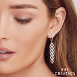 Shy Creation Diamond Feather Earrings 0.60 CT-Shy Creation Diamond Feather Earrings 0.60 CT - SC55004557V2