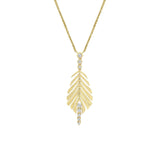 Shy Creation Diamond Feather Matte Chopin Chain Necklace 0.22 CT-Shy Creation Diamond Feather Matte Chopin Chain Necklace 0.22 CT