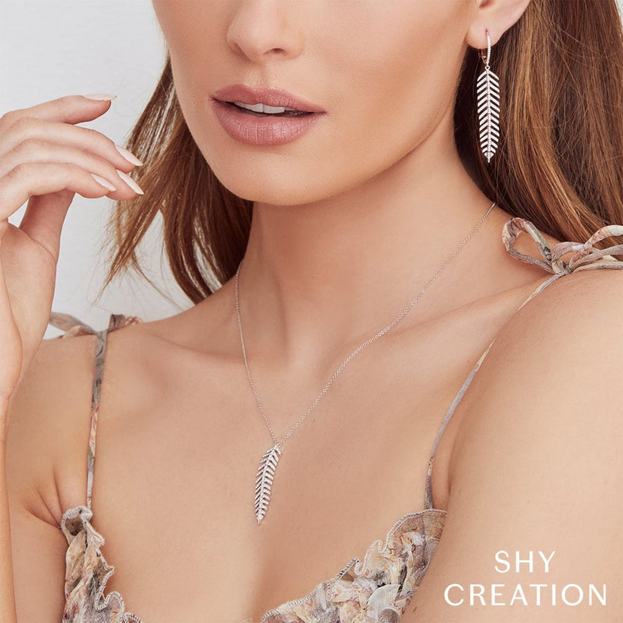 Shy Creation Diamond Feather Necklace 0.29 CT - SC55006044