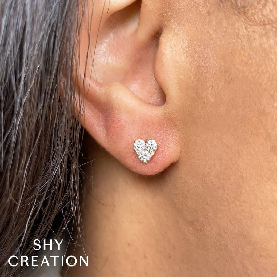 Shy Creation Diamond Heart Stud Earrings 0.51 CT - SC55022920