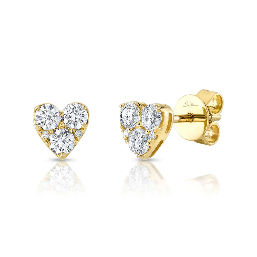 Shy Creation Diamond Heart Stud Earrings 0.51 CT - SC55022920