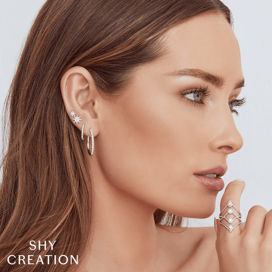 Shy Creation Diamond Hoop Earrings 0.26 CT - SC22005536