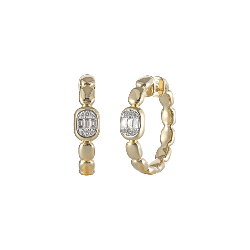 Shy Creation Diamond Baguette Hoop Earrings 0.40 CT-Shy Creation Diamond Huggie Earrings - B22001054V3D1.20