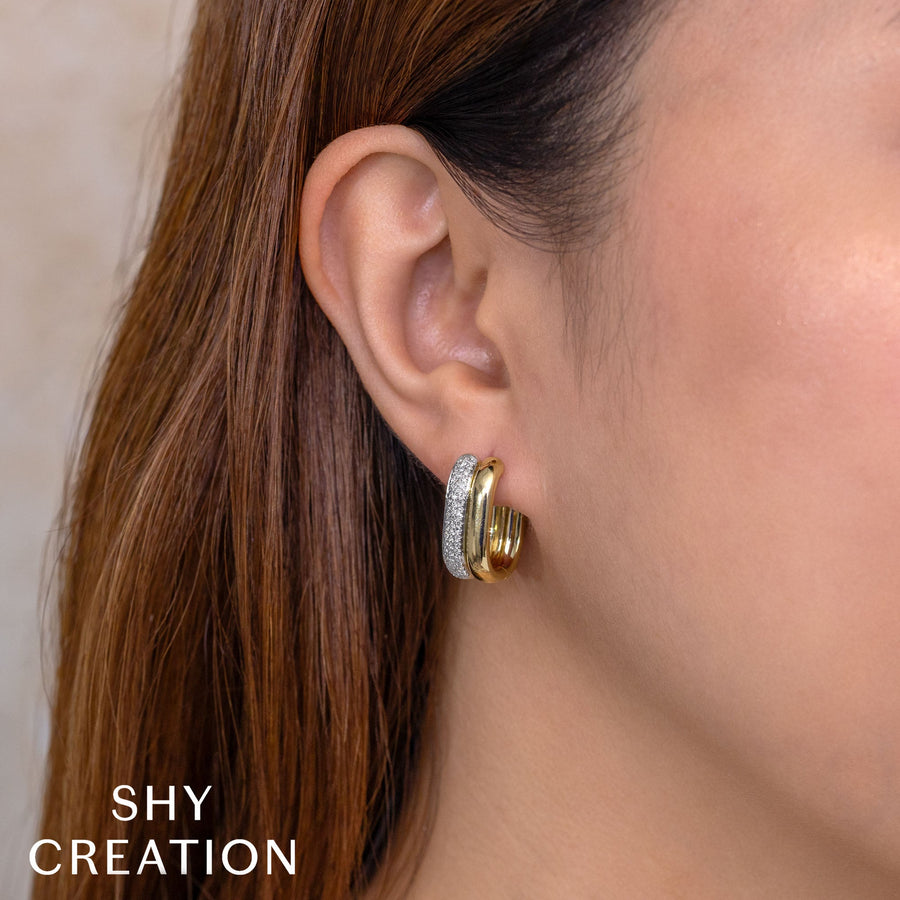 Shy Creation Diamond Huggie Earrings - SC22010337H0.80