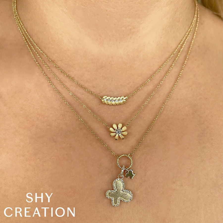 Shy Creation Diamond Leaf Necklace 0.08CT - SC55024209