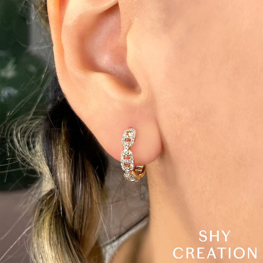 Shy Creation Diamond Link Hoop Earrings 0.24 CT - SC55024378D0.60