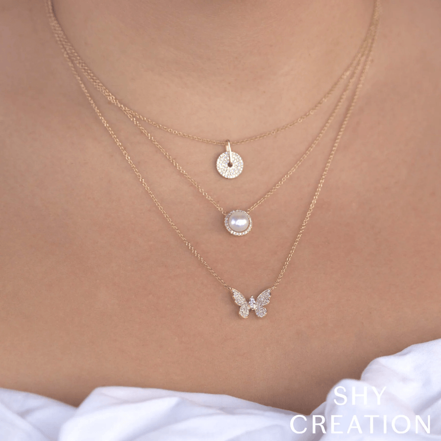 Shy Creation Diamond Marquise Butterfly Necklace 0.23 CT - SC55024532