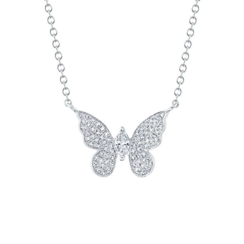 Shy Creation Diamond Marquise Butterfly Necklace 0.23 CT-Shy Creation Diamond Marquise Butterfly Necklace 0.23 CT - SC55024532