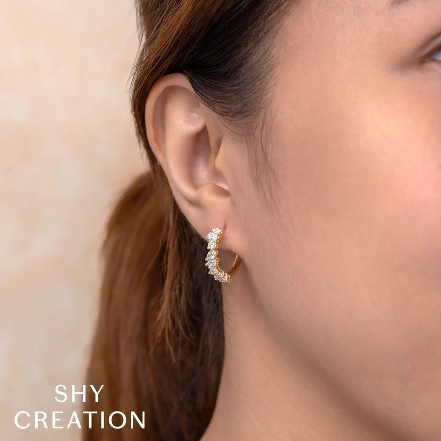 Shy Creation Diamond Marquise Pear Icy Hoop Earrings 1.45 CT SC55029221D0.75