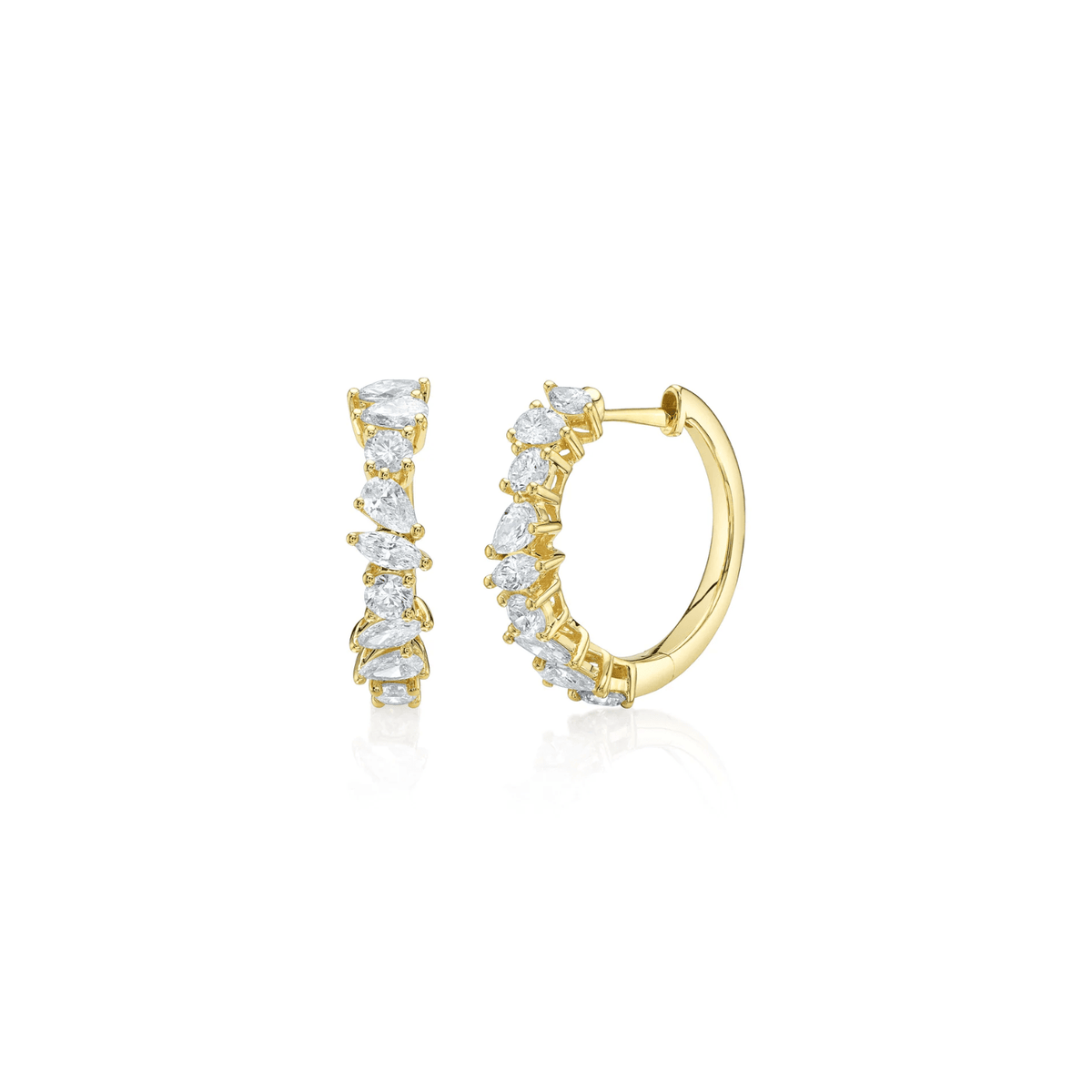 Shy Creation Diamond Marquise Pear Icy Hoop Earrings 1.45 CT SC55029221D0.75