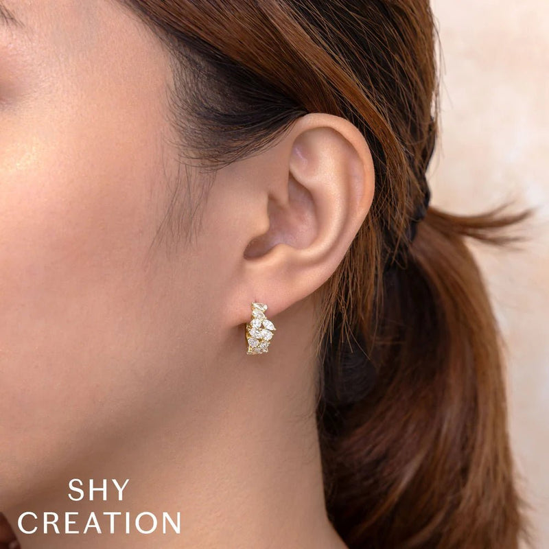 Shy Creation Diamond Marquise Pear Icy Hoop Earrings 1.85 CT-Shy Creation Diamond Marquise Pear Icy Hoop Earrings 1.85CT SC55029209D0.60