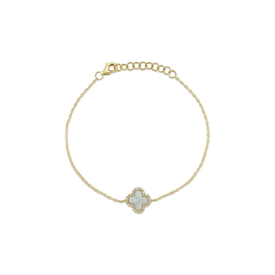 Shy Creation Diamond & Mother Of Pearl Clover Bracelet 0.07 CT - SC55025372