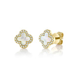 Shy Creation Diamond & Mother of Pearl Clover Earrings 0.11 CT-Shy Creation Diamond & Mother of Pearl Clover Earrings 0.11 CT - SC55025137V2