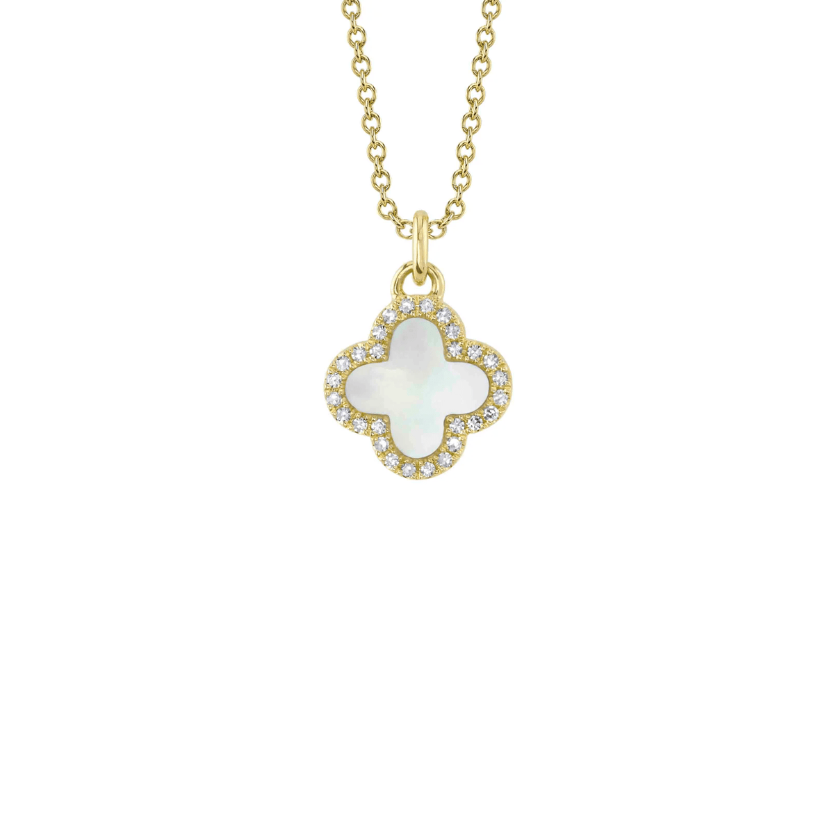 Shy Creation Diamond & Mother Of Pearl Clover Necklace 0.08CT SC55025140