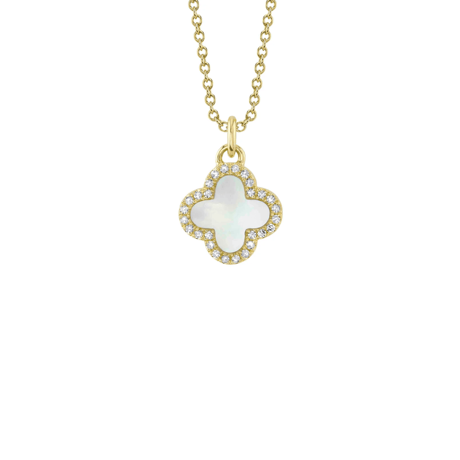 Shy Creation Diamond & Mother Of Pearl Clover Necklace 0.08CT SC55025140