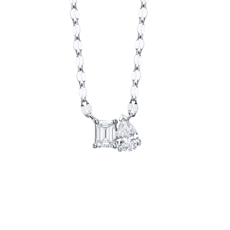 Shy Creation Diamond Emerald Pear Necklace 0.42 CT-Shy Creation Diamond Necklace - SC22010353