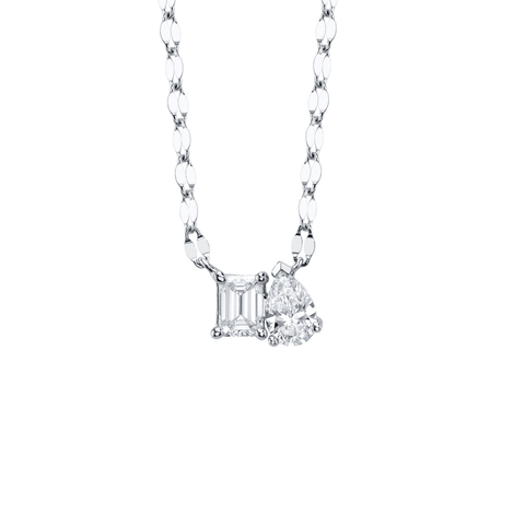 Shy Creation Diamond Emerald Pear Necklace 0.42 CT-Shy Creation Diamond Necklace - SC22010353