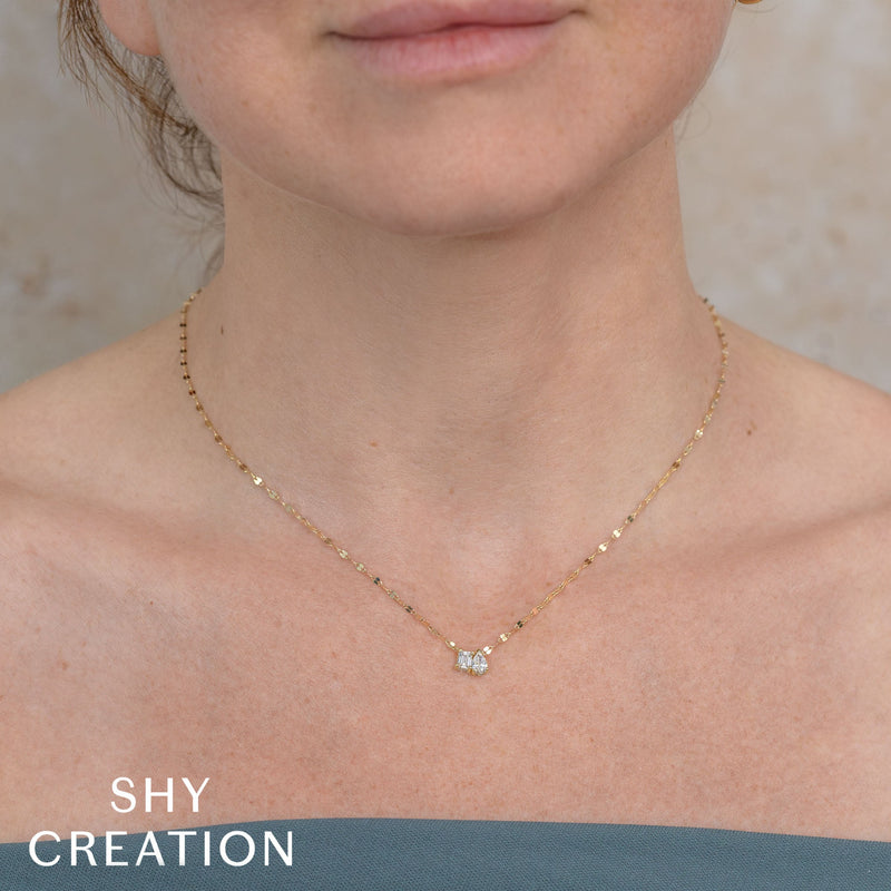 Shy Creation Diamond Emerald Pear Necklace 0.42 CT-Shy Creation Diamond Necklace - SC22010354